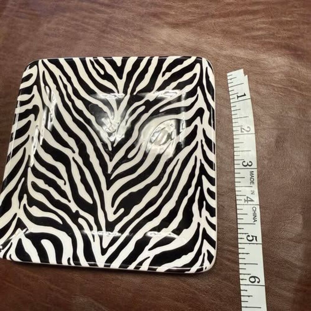 Pier 1 Imports Ironstone Zebra Print Square Appetizer Plate